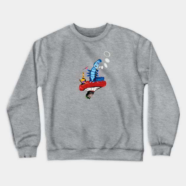 Classic Absolem Smoking Caterpillar Alice in Wonderland Crewneck Sweatshirt by pamh23